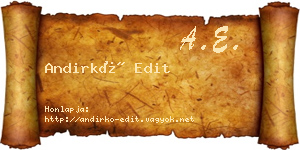 Andirkó Edit névjegykártya